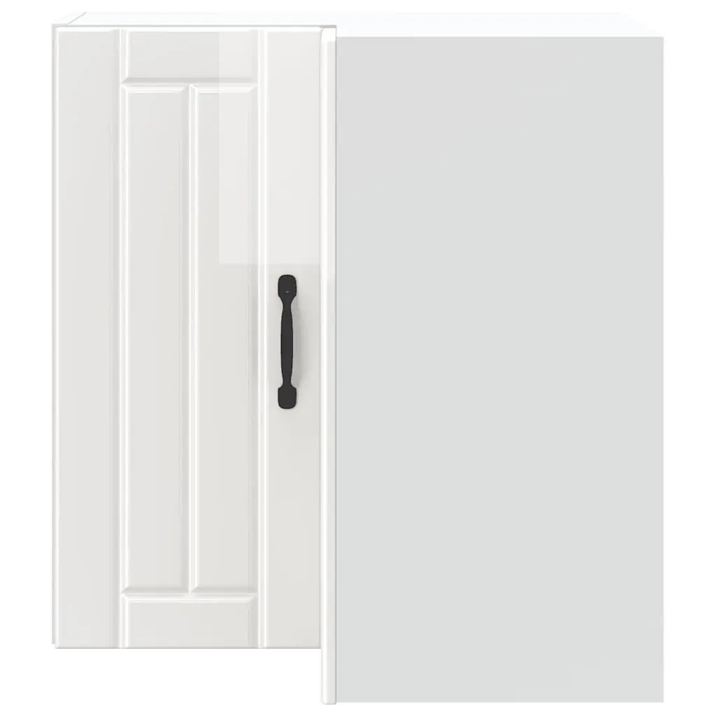 Kitchen Corner Cabinet Wall-Mounted High Gloss White Engineered Wood Storage