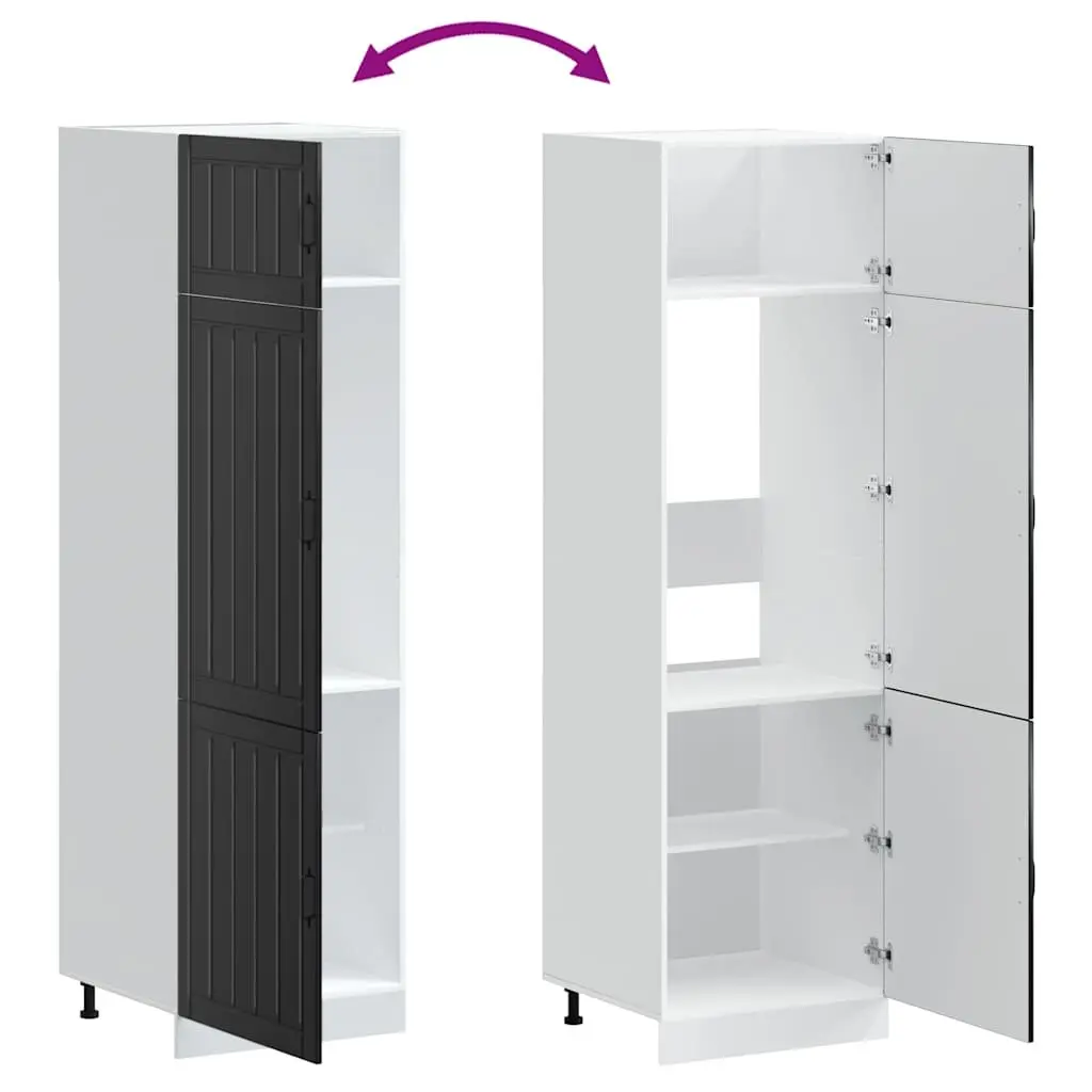 Kitchen Cabinet Black Engineered Wood Storage Adjustable Feet