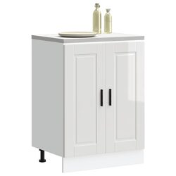 Kitchen Base Cabinet White Engineered Wood Storage Cupboard Doors Adjustable