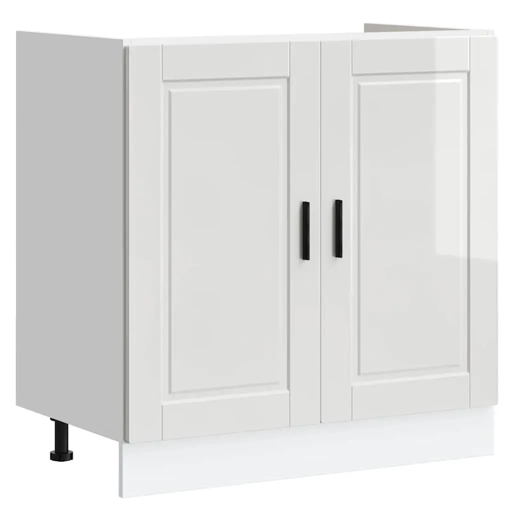 Sink Base Cabinet Engineered Wood Moisture Resistant 80x46x81.5cm White High Gloss