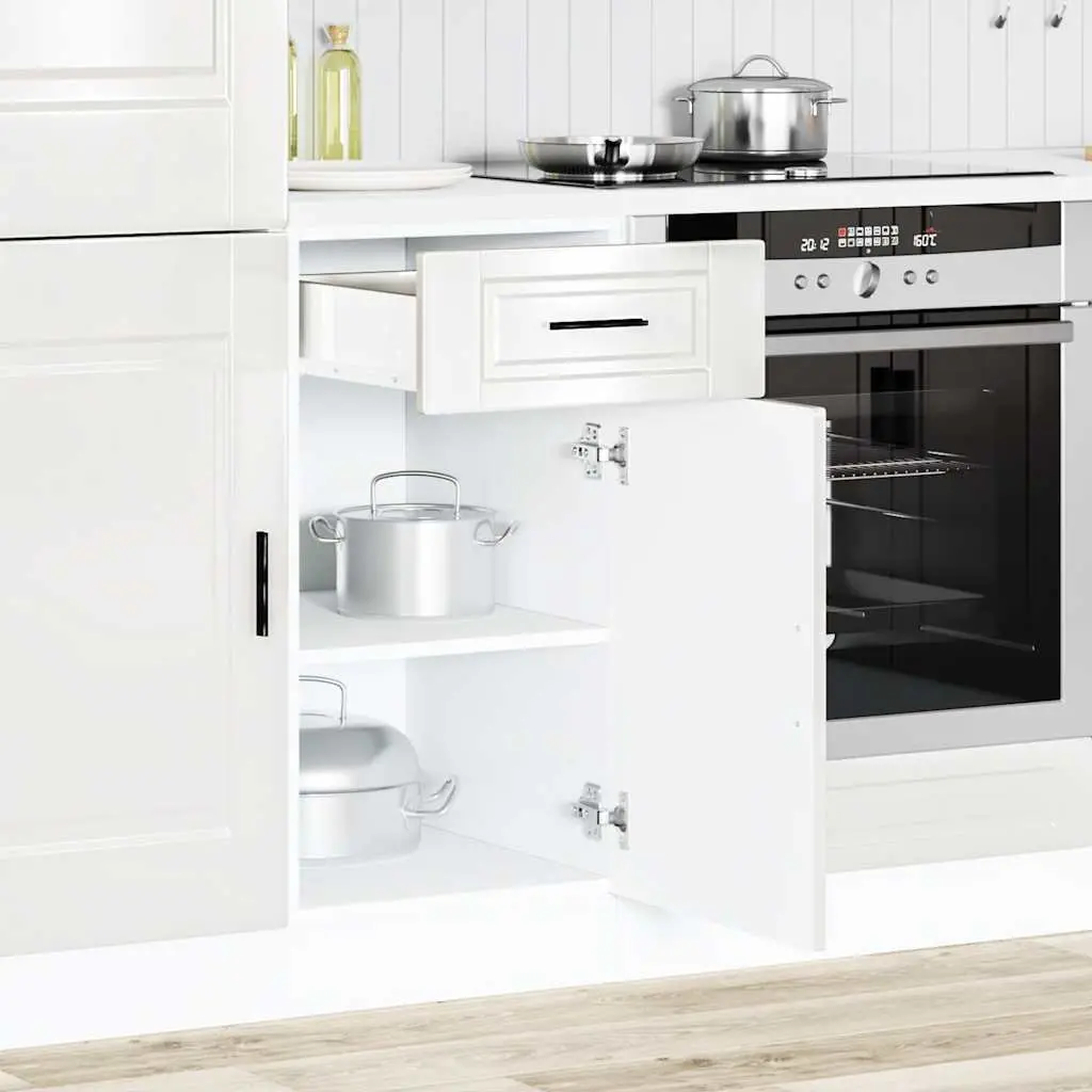 White High Gloss Engineered Wood Kitchen Cabinet Storage Cupboard Base with Adjustable Feet