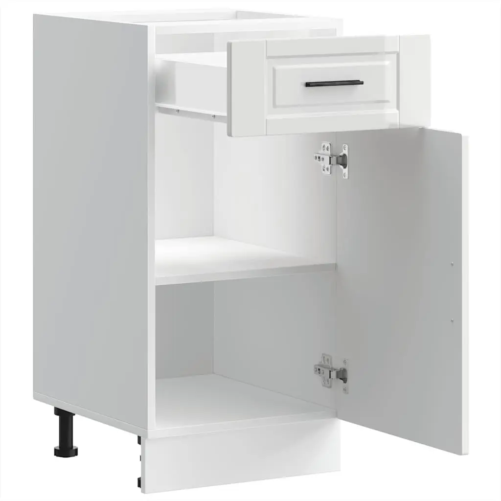 White High Gloss Engineered Wood Kitchen Cabinet Storage Cupboard Base with Adjustable Feet