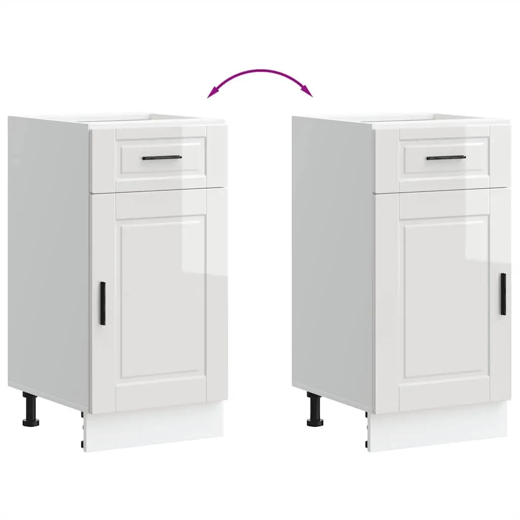White High Gloss Engineered Wood Kitchen Cabinet Storage Cupboard Base with Adjustable Feet