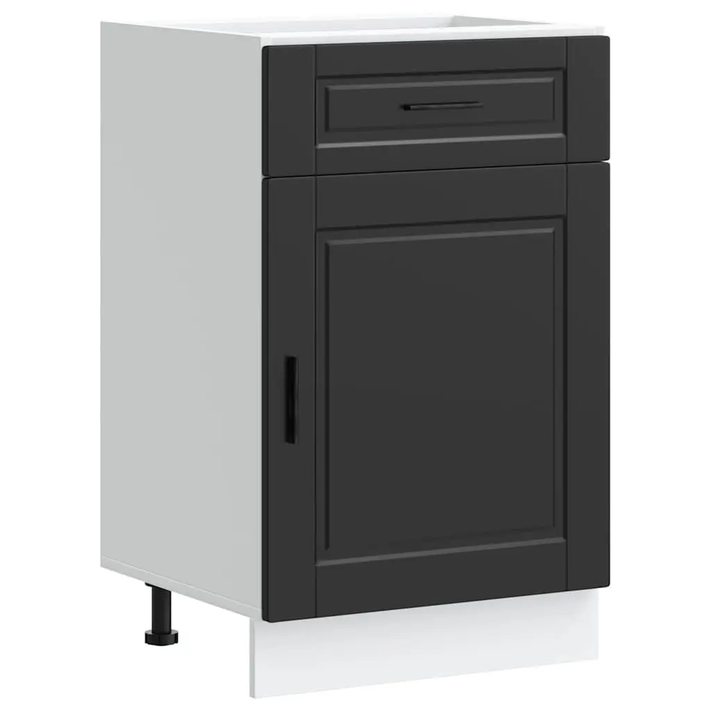 Kitchen Base Cabinet Adjustable Feet Black Engineered Wood Storage Cupboard