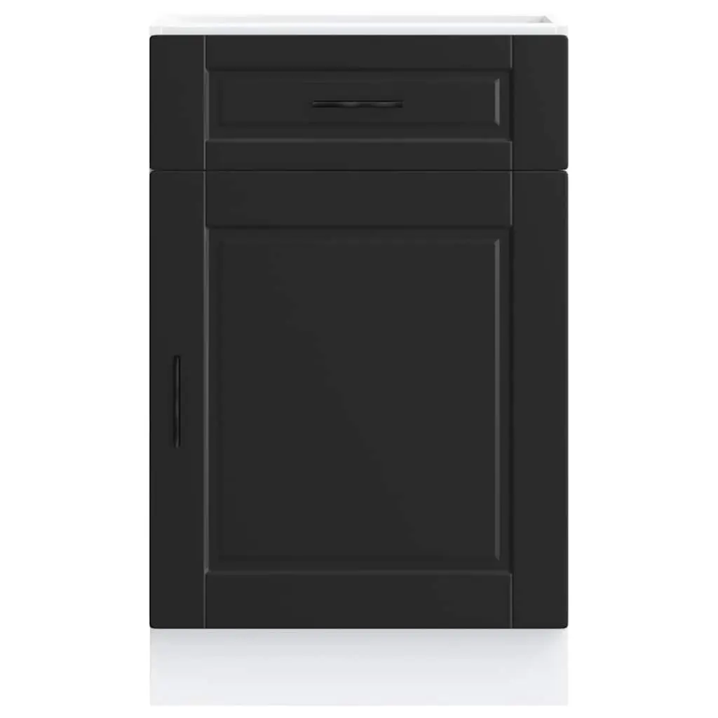 Kitchen Base Cabinet Adjustable Feet Black Engineered Wood Storage Cupboard