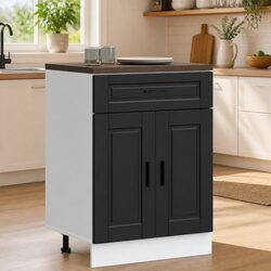 Durable Black Kitchen Base Cabinet with Adjustable Feet