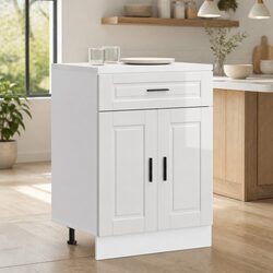 Engineered Wood Kitchen Base Cabinet in High Gloss White