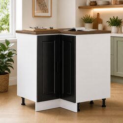 Efficient Black Engineered Wood Kitchen Corner Base Cabinet