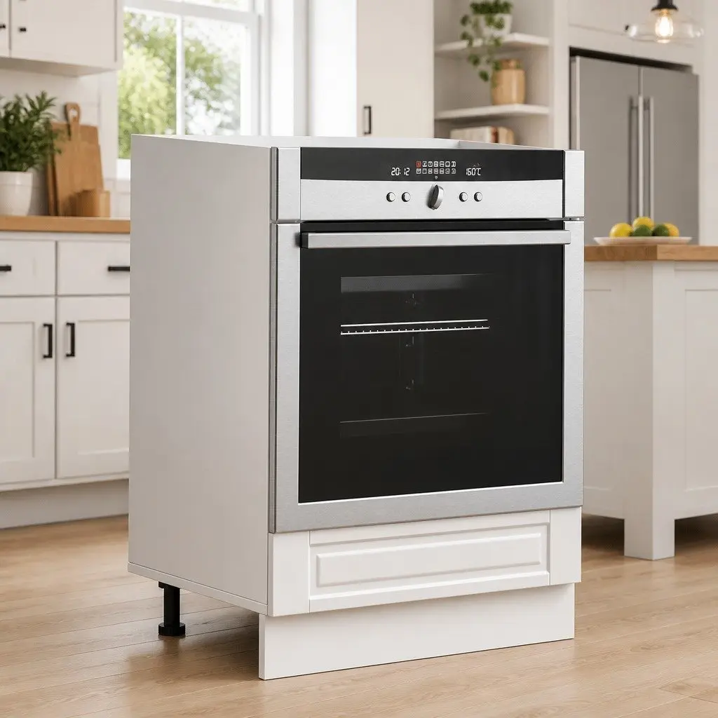 Oven Cabinet White Engineered Wood Kitchen Storage Unit Compact Design