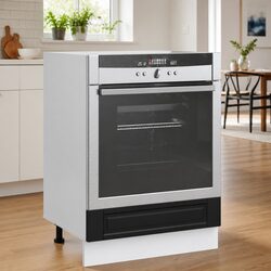 Engineered Wood Black Kitchen Oven Cabinet with Storage