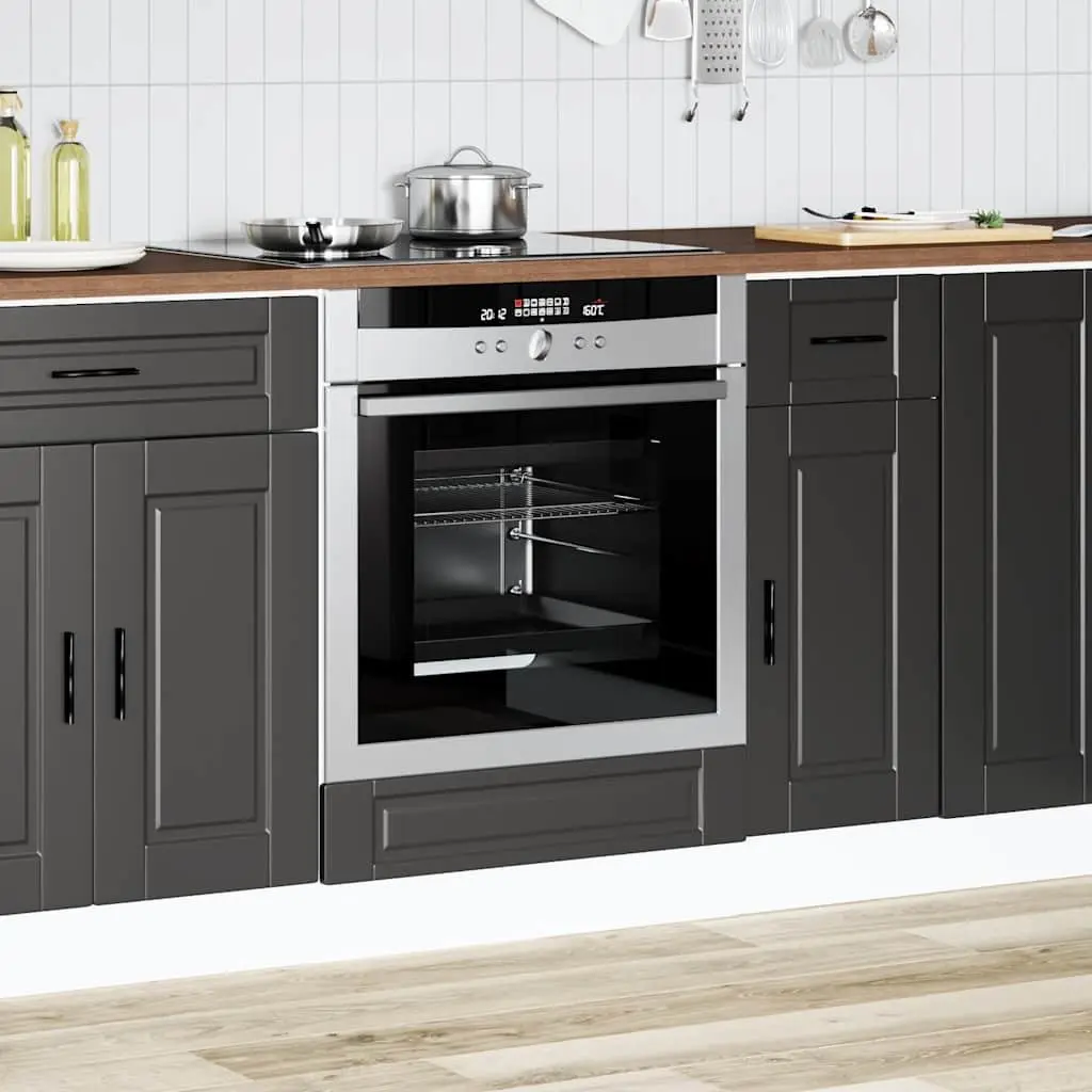 Kitchen Cabinet Compact Space-Saving Black Engineered Wood Storage Unit