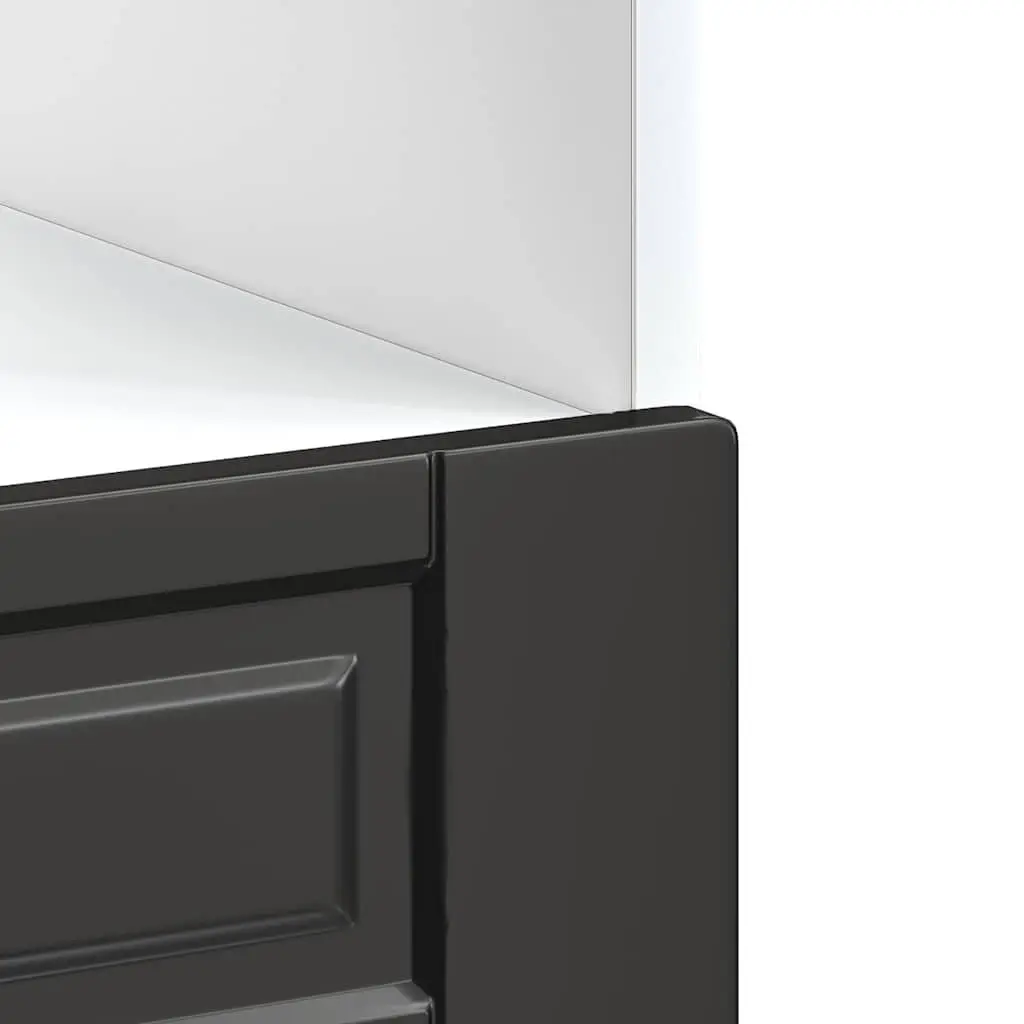 Kitchen Cabinet Compact Space-Saving Black Engineered Wood Storage Unit