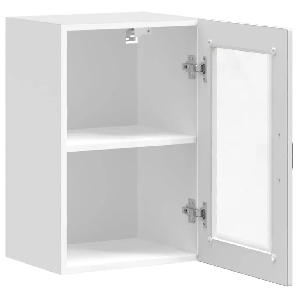 Kitchen Cabinet Wall-Mounted Storage Unit Glass Door White