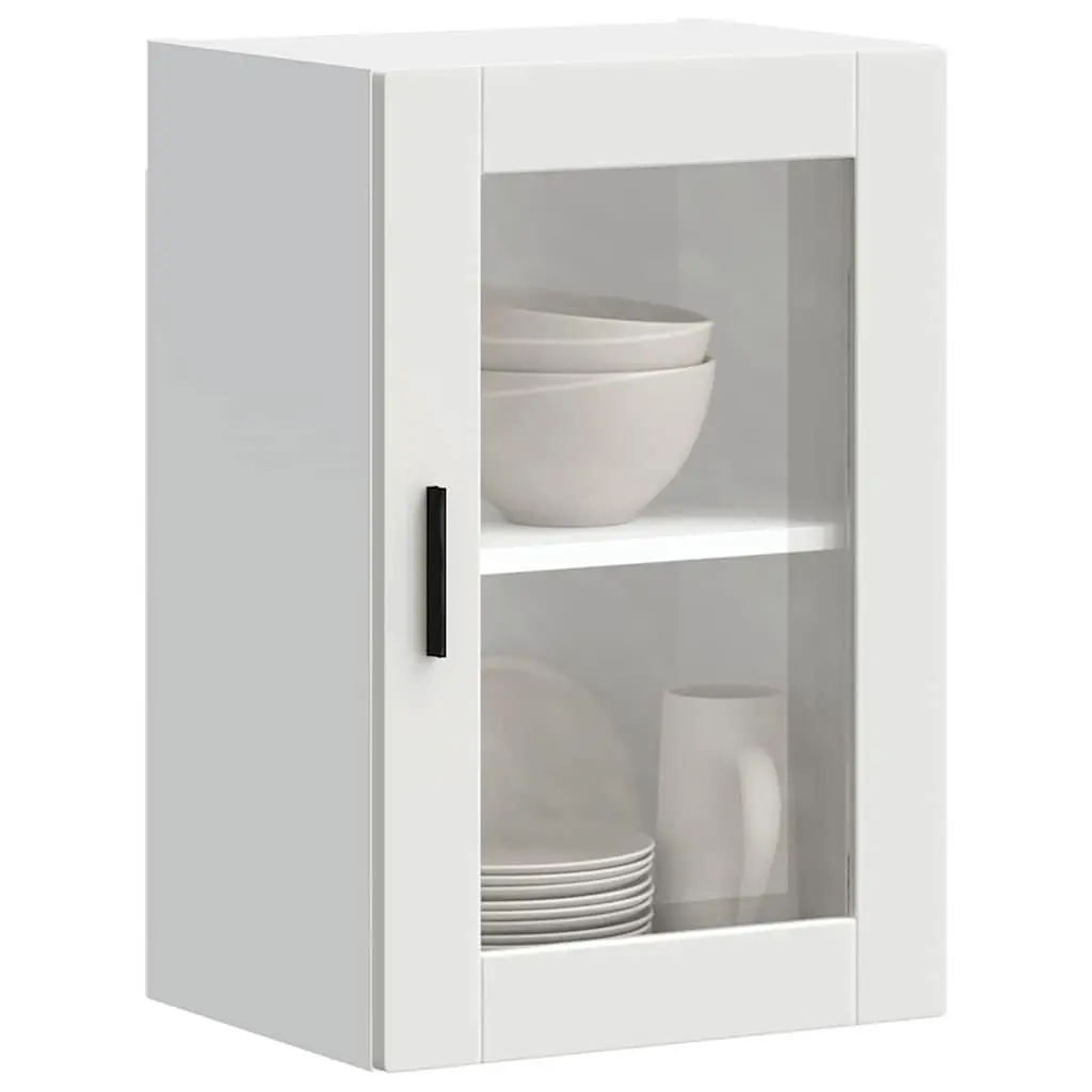 Kitchen Cabinet Wall-Mounted Storage Unit Glass Door White