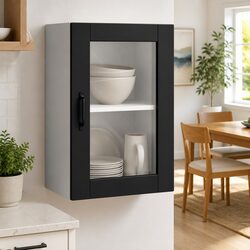 Engineered Wood Wall-Mounted Kitchen Cabinet with Glass Door