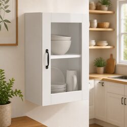 Engineered Wood Kitchen Wall Cabinet with Glass Door