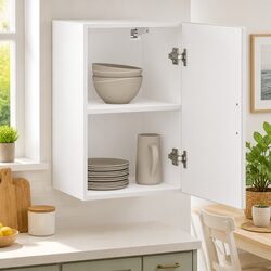 Engineered Wood Wall-Mounted Kitchen Cabinet in White Gloss