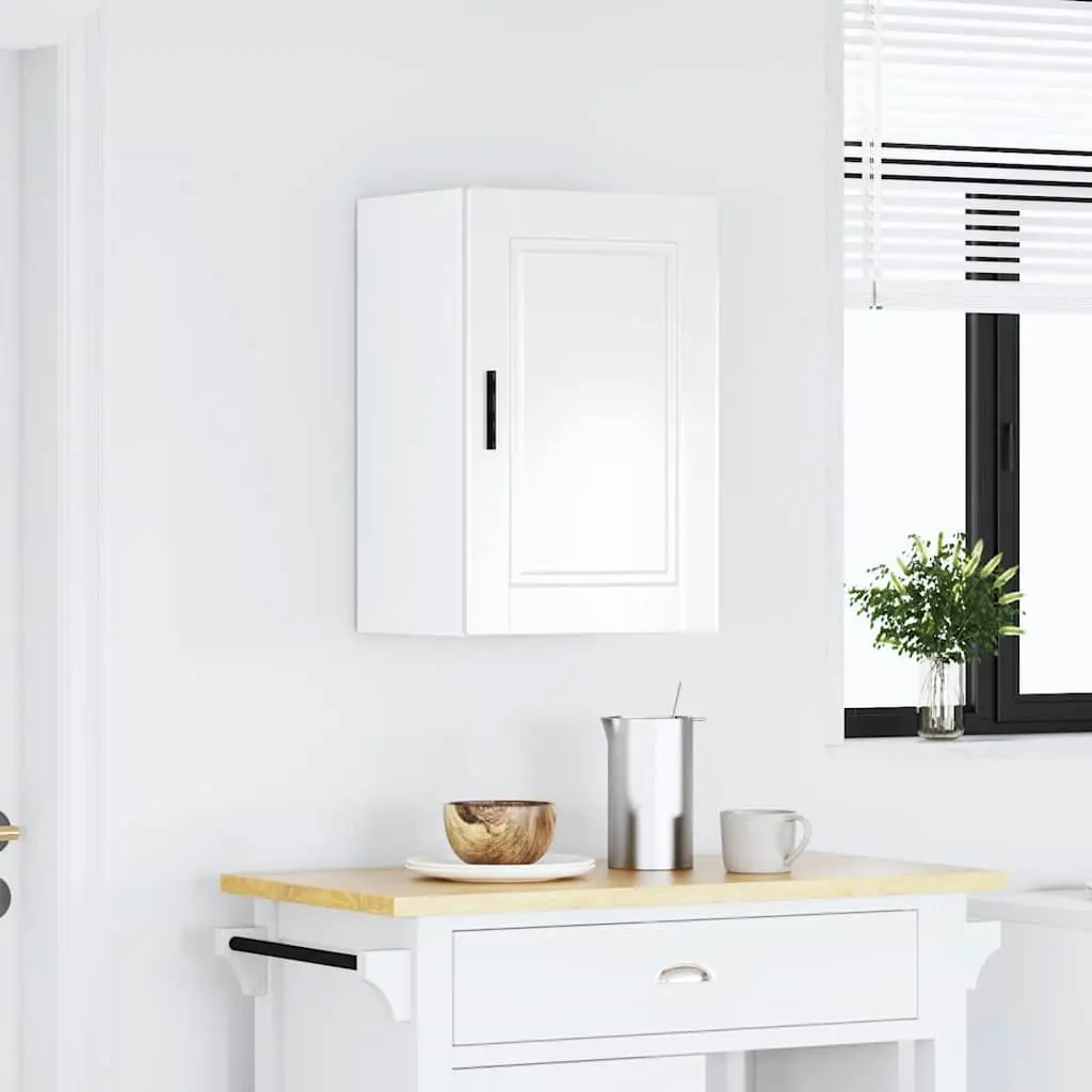 Kitchen Wall Cabinet High Gloss White Mounted Storage Engineered Wood