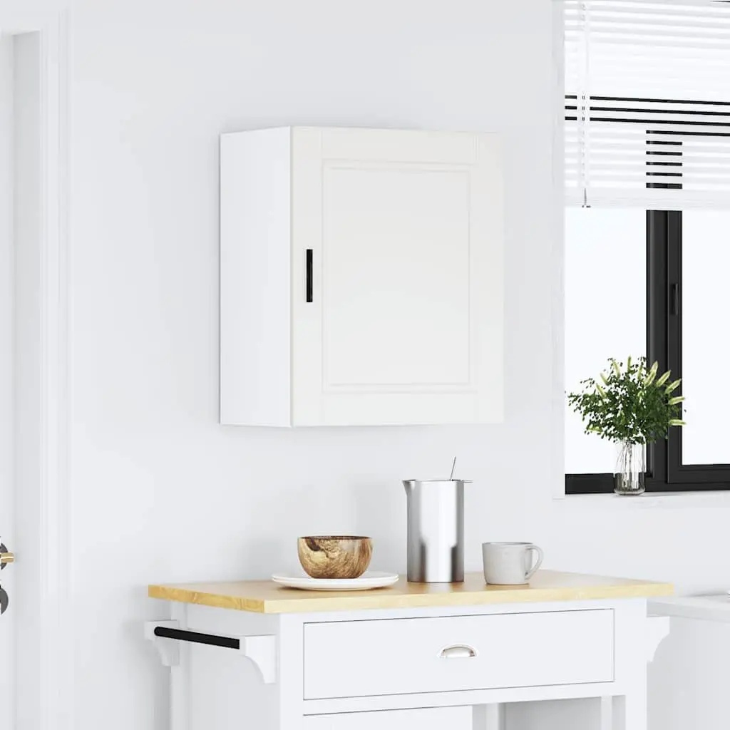 Kitchen Cabinet Space-Saving Wall-Mounted White Engineered Wood Storage Cupboard
