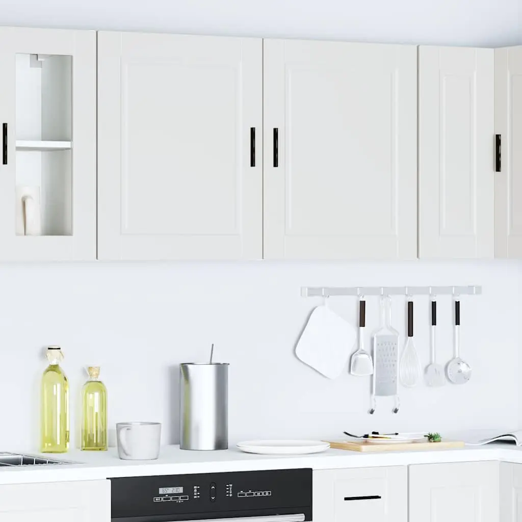 Kitchen Cabinets Wall Mounted Storage 2 Piece White Engineered Wood