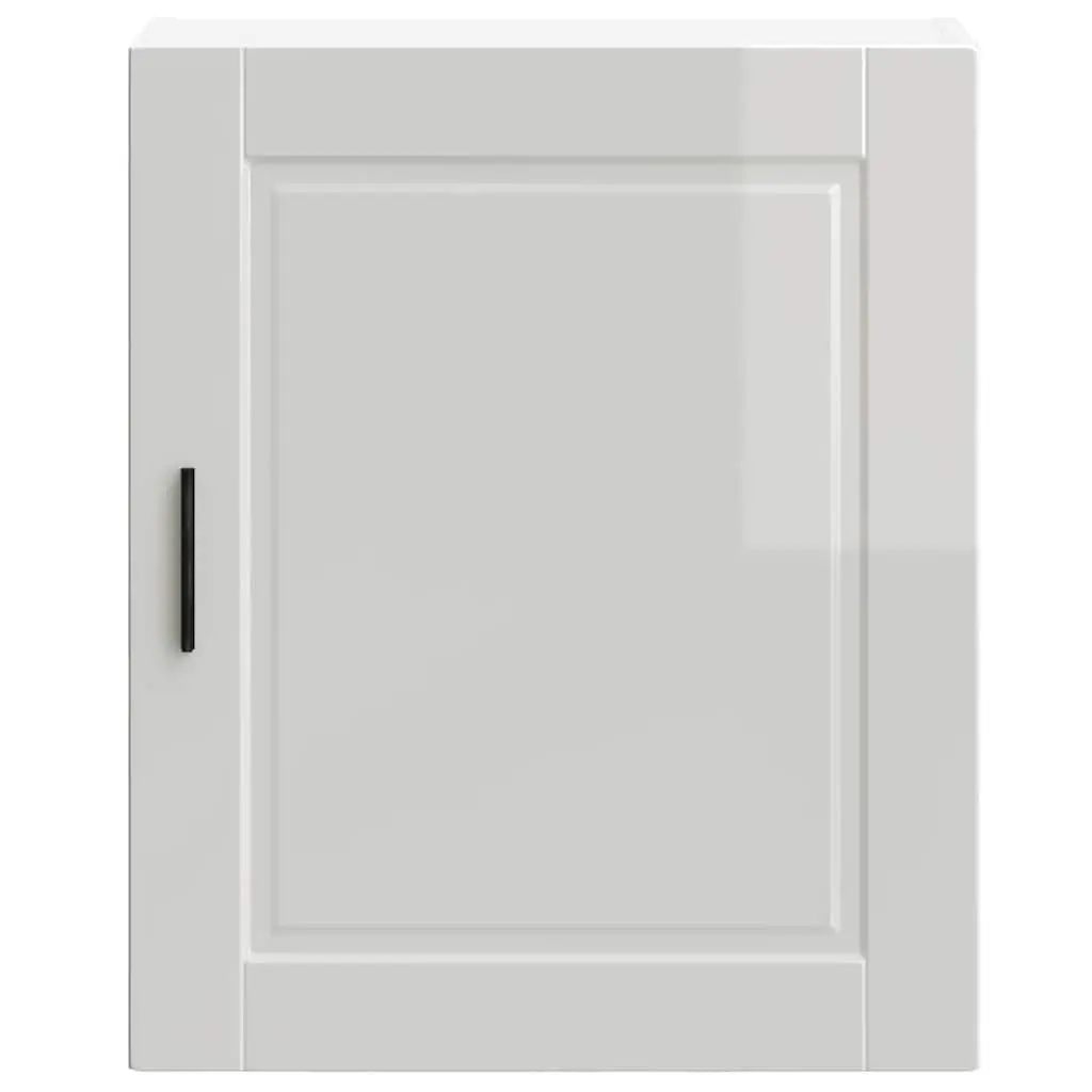 Kitchen Wall Cabinet Storage Cupboard Engineered Wood Grey High Gloss Mount