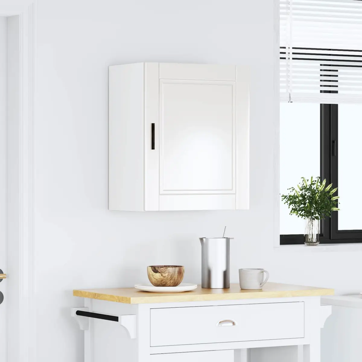 Kitchen Wall Cabinet Storage Cupboard Engineered Wood Grey High Gloss Mount