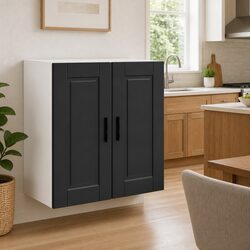 Engineered Wood Black Kitchen Wall Cabinet with Door