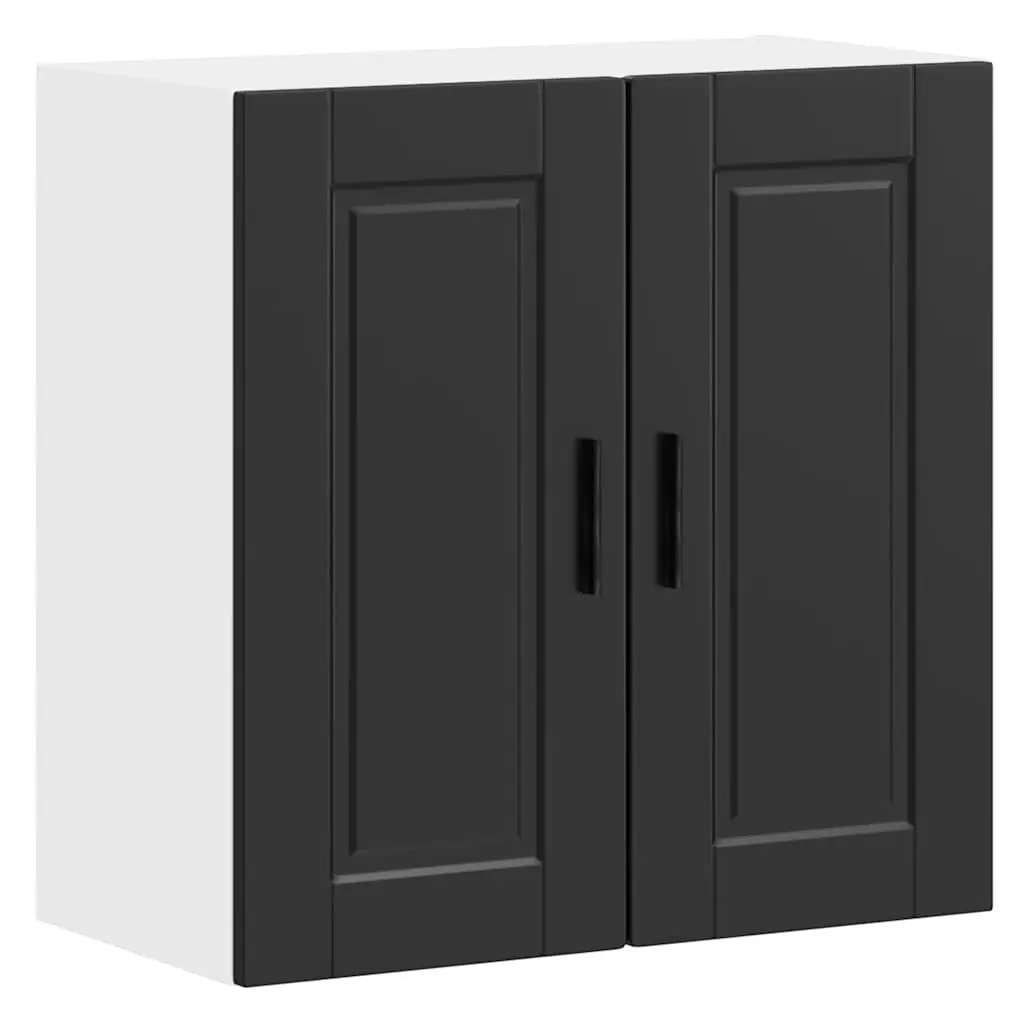 Kitchen Cabinet Wall-Mounted Storage Organizer Black Engineered Wood