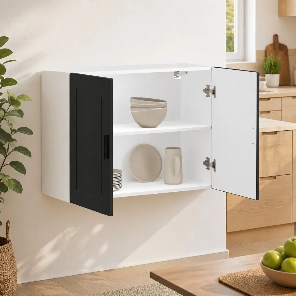 Kitchen Cabinet Black Engineered Wood Storage Organiser