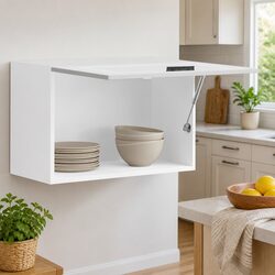 Wall-Mounted Kitchen Cabinet in White Engineered Wood