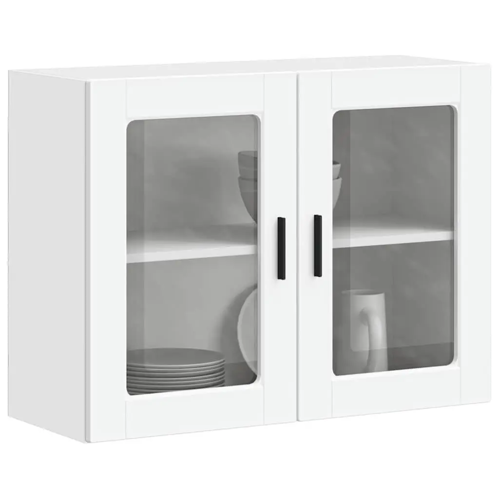 Kitchen Wall Cabinet Glass Door White Mounted Storage Unit