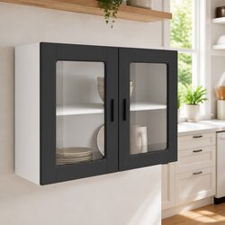 Engineered Wood Kitchen Wall Cabinet with Glass Door