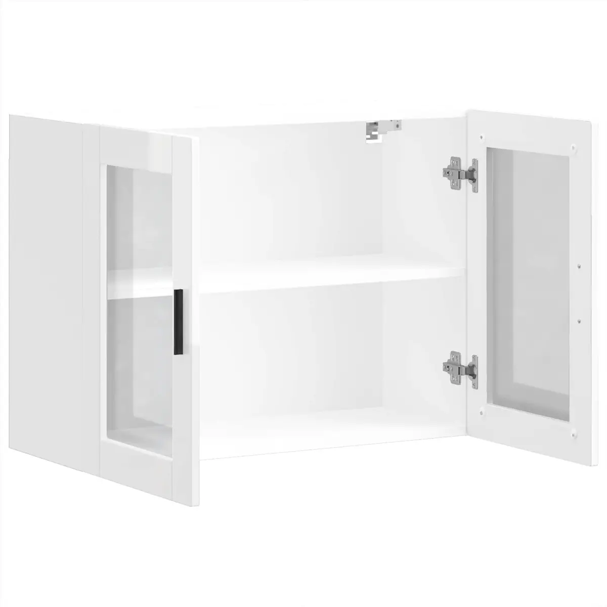 Kitchen Cabinet Wall-Mounted Glass Door White High Gloss