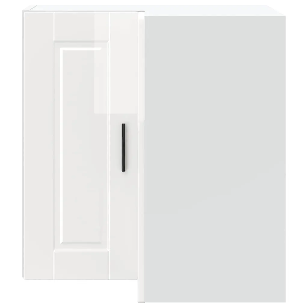 Kitchen Corner Cabinet Wall-Mounted Space-Saving White High Gloss Engineered Wood