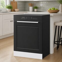 Engineered Wood Dishwasher Panel Black 60x1.5x57cm