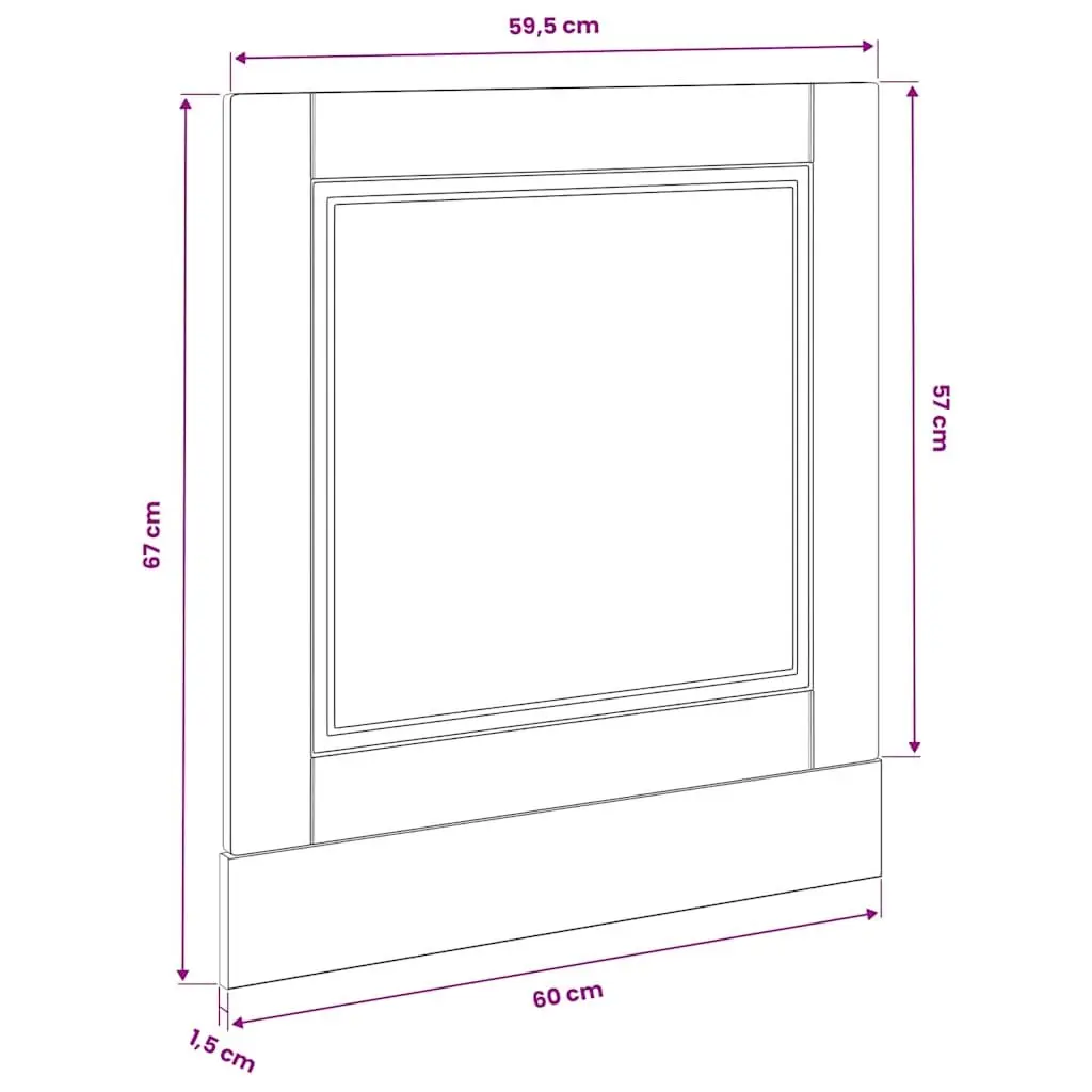 Dishwasher Panel Durable Engineered Wood 60x1.5x57cm Black