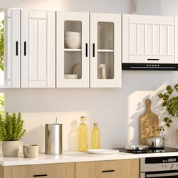 Wall-Mounted Kitchen Storage Cabinet with Glass Door