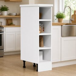 Adjustable Feet White Kitchen Cabinet with Ample Storage