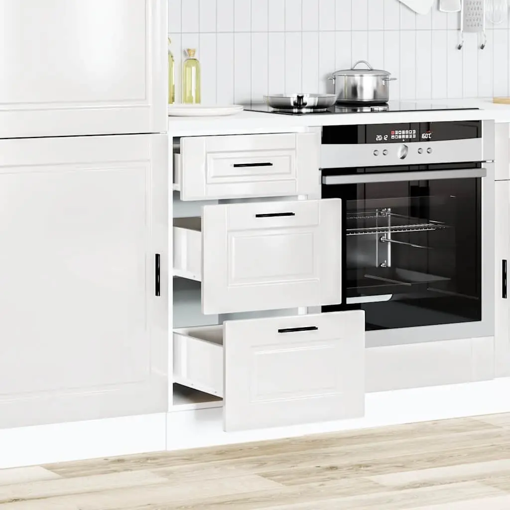 Kitchen Base Cabinet White High Gloss Engineered Wood Storage Cupboard