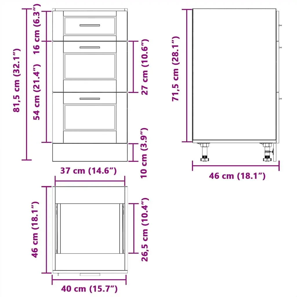 Kitchen Base Cabinet White High Gloss Engineered Wood Storage Cupboard