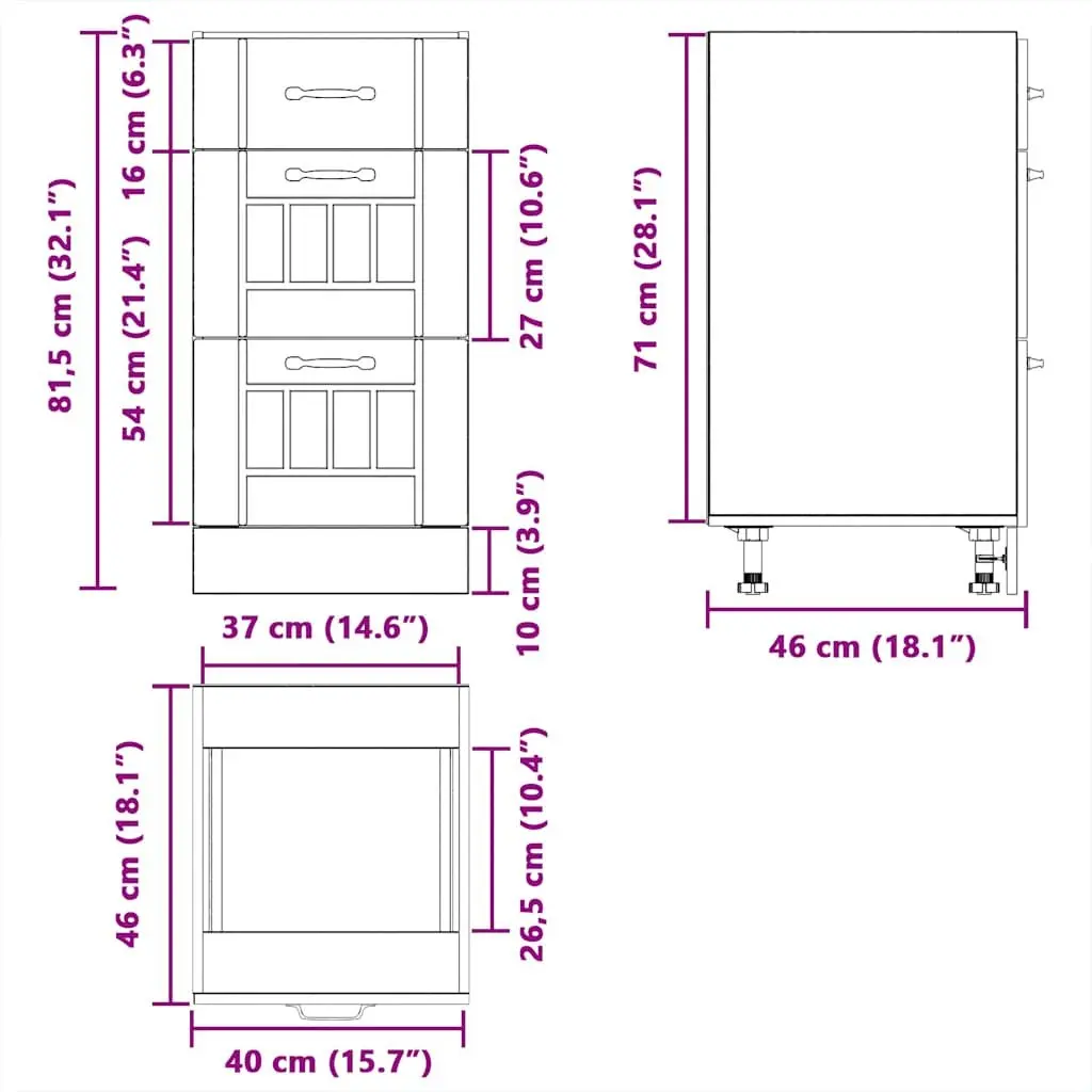 Kitchen Cabinet Engineered Wood Storage Unit Adjustable Feet White