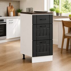 Engineered Wood Kitchen Base Cabinet Black Storage Unit