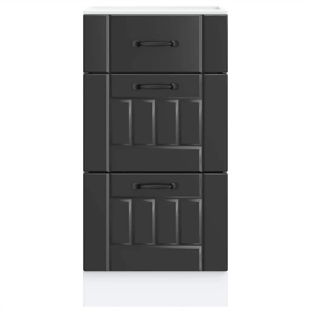 Kitchen Base Cabinet Black Engineered Wood Storage Unit
