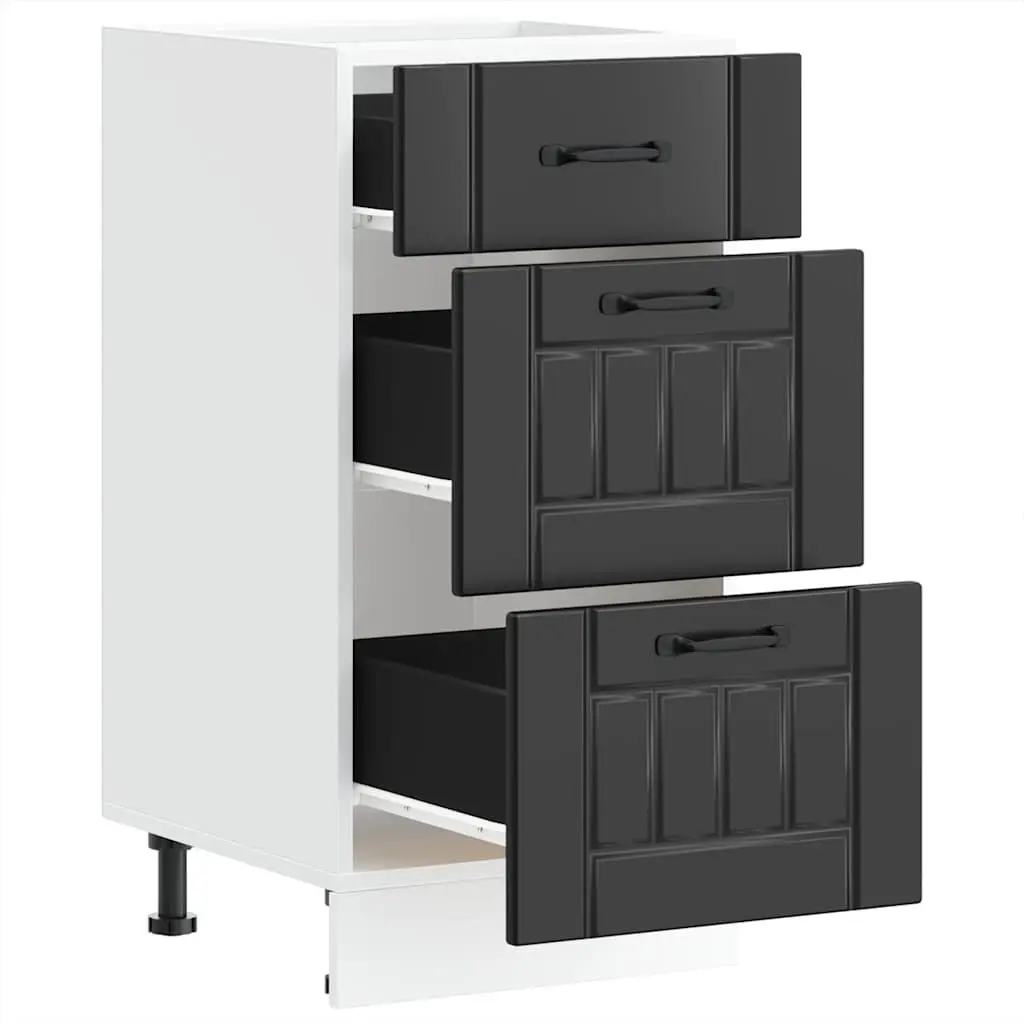 Kitchen Base Cabinet Black Engineered Wood Storage Unit