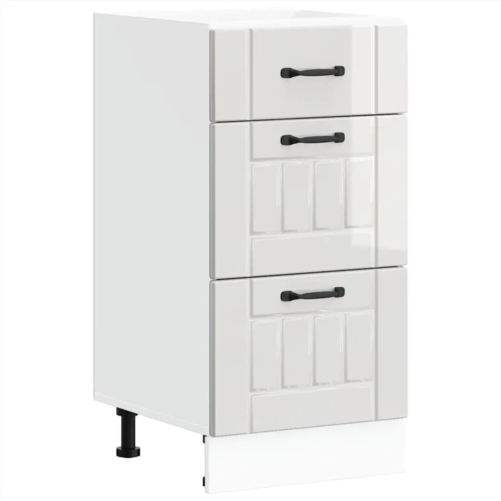 Kitchen Base Cabinet Adjustable Feet White Engineered Wood Storage Cupboard