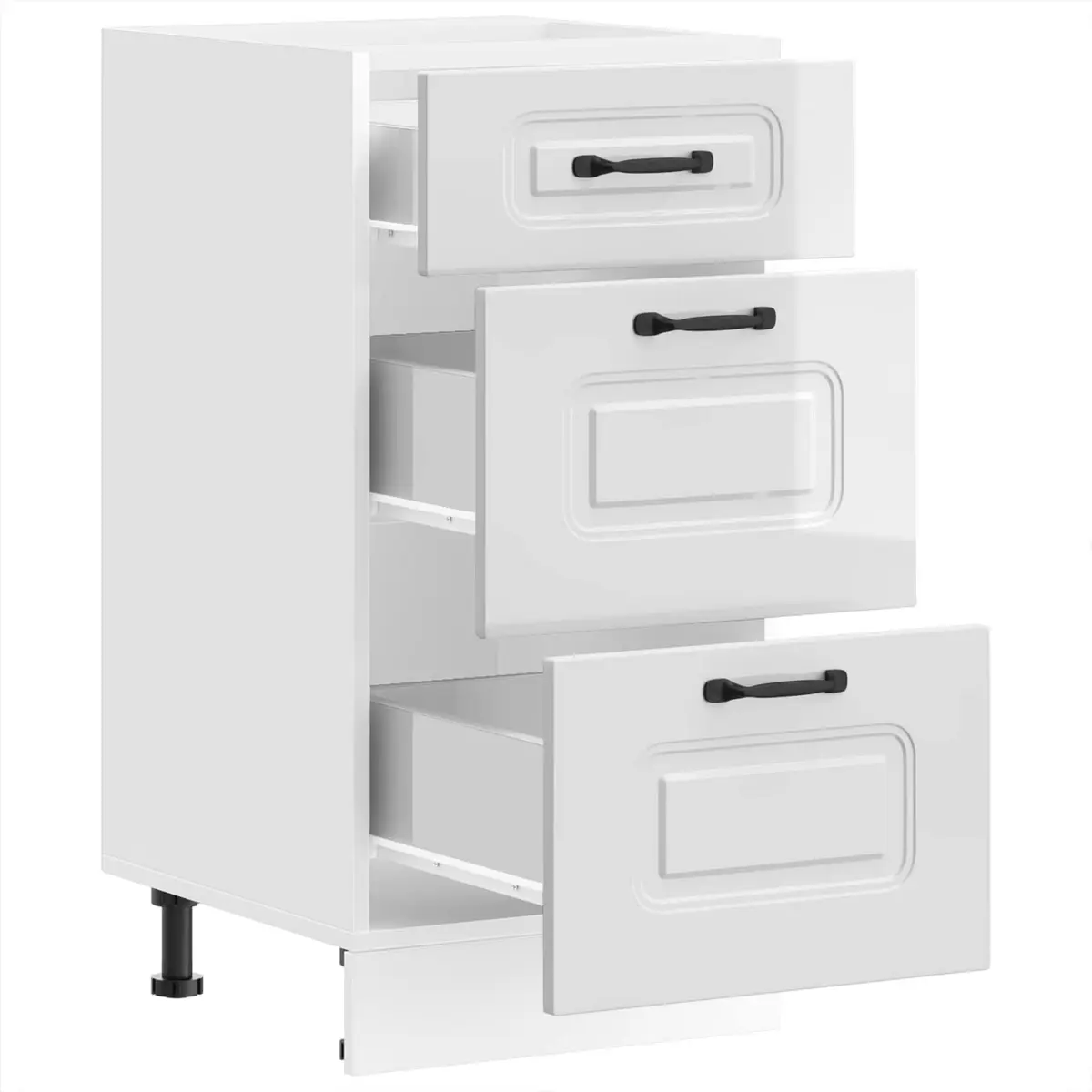 Kitchen Base Cabinet High Gloss White Engineered Wood Storage Size