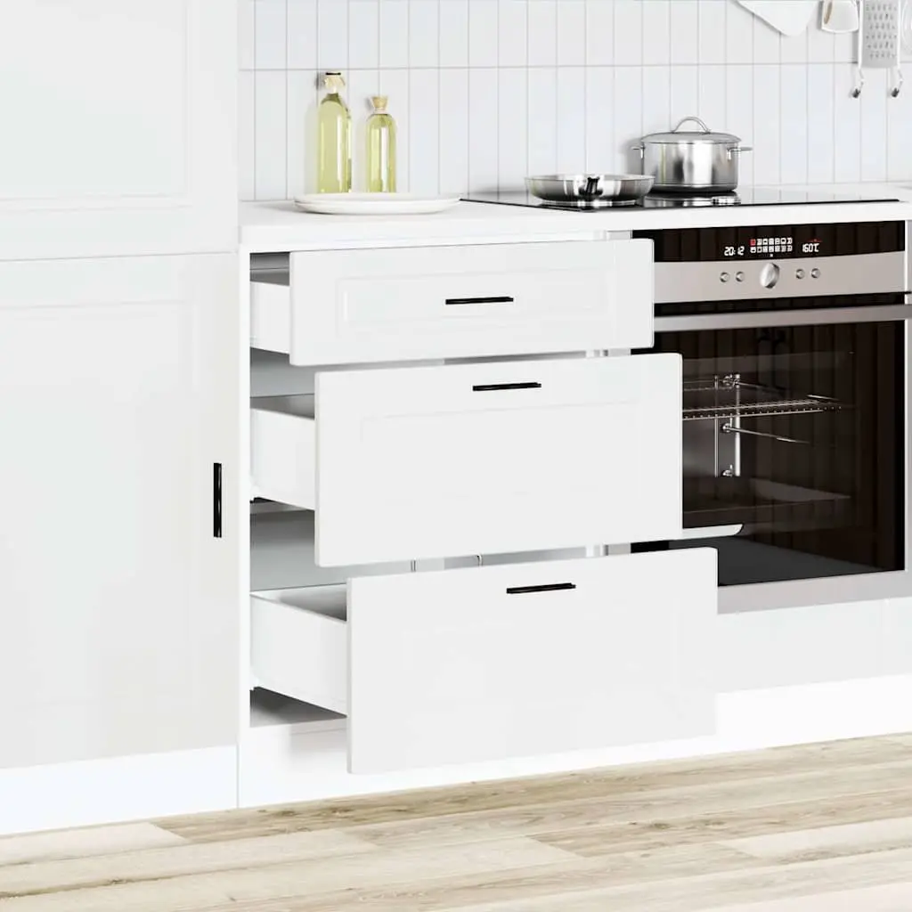 Kitchen Base Cabinet White Engineered Wood Adjustable Feet