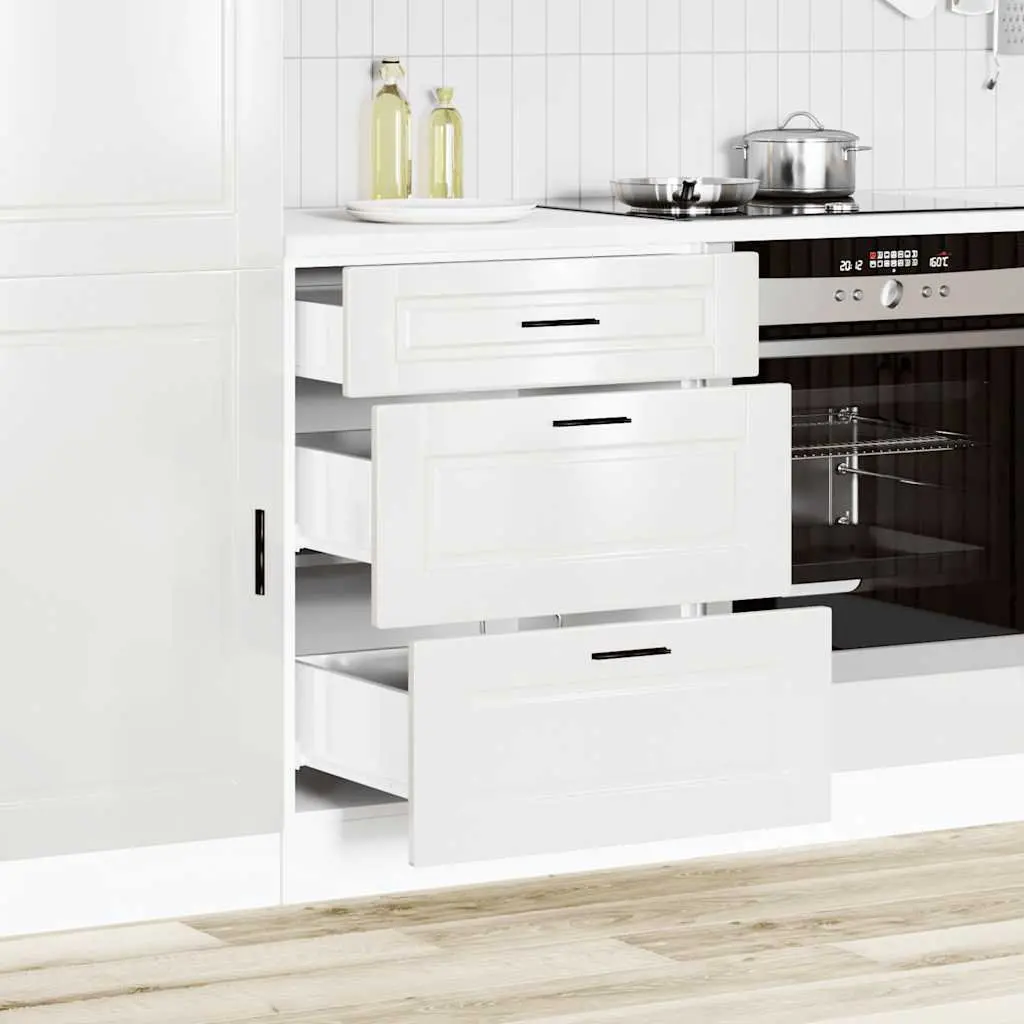 Kitchen Cabinet High Gloss White Engineered Wood Storage Cupboard