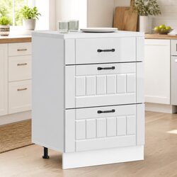 Kitchen Base Cabinet in White Engineered Wood with Adjustable Feet