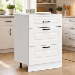 Engineered Wood White Kitchen Base Cabinet with Adjustable Feet